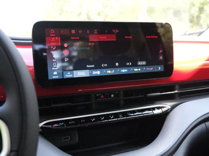 Infotainment system on the Fiat 500e