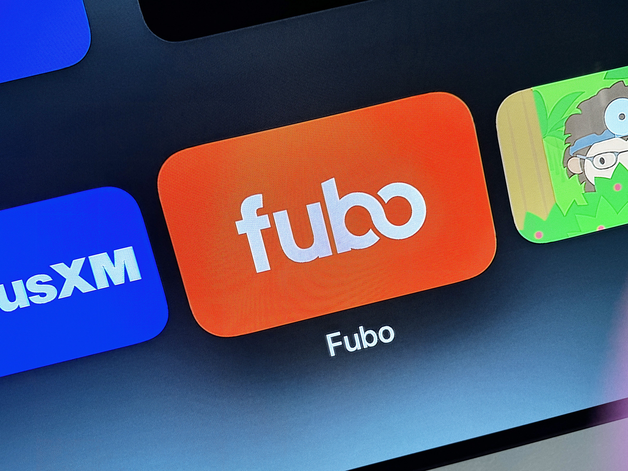 The Fubo app icon on Apple TV.