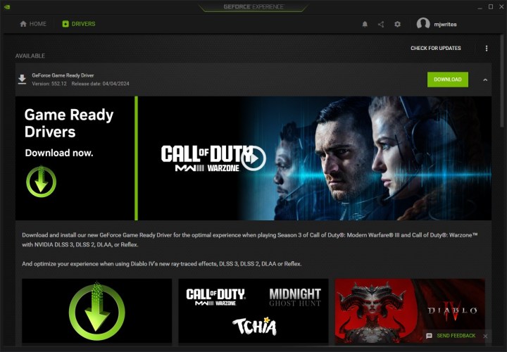 Nvidia GeForce Experience sürücü güncelleme özelliği,