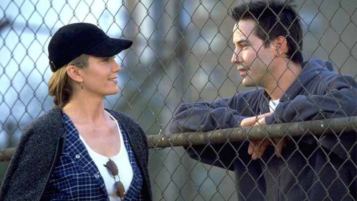 A man and a woman talk to each other in Hardball.