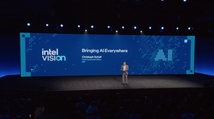 An Intel executive presenting at Intel Vision.