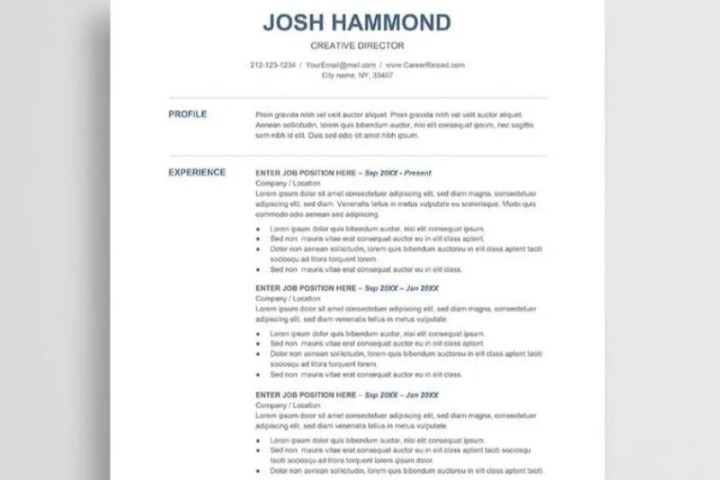 Plantilla de currículum de Josh Hammond.