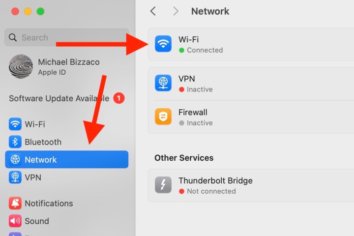 صفحه تنظیمات Wi-Fi در macOS Sonoma.