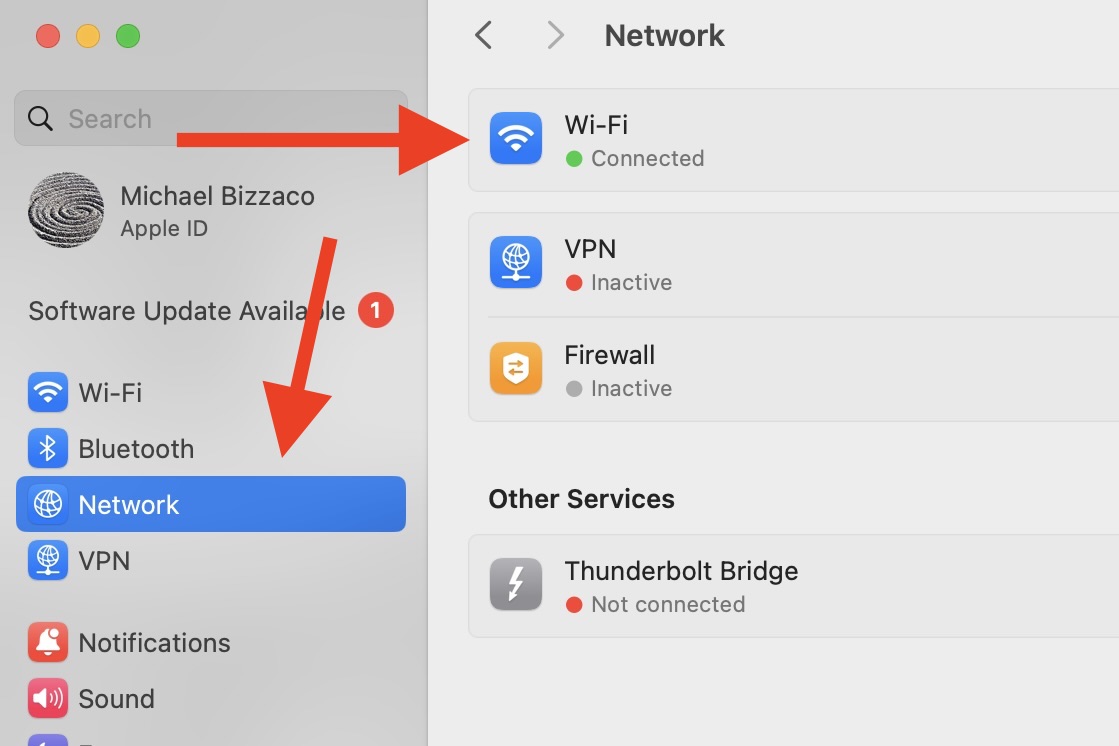 صفحه تنظیمات Wi-Fi در macOS Sonoma.