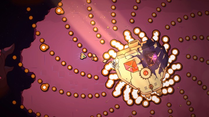 A ship dodges bullets in Minishoot' Adventures.