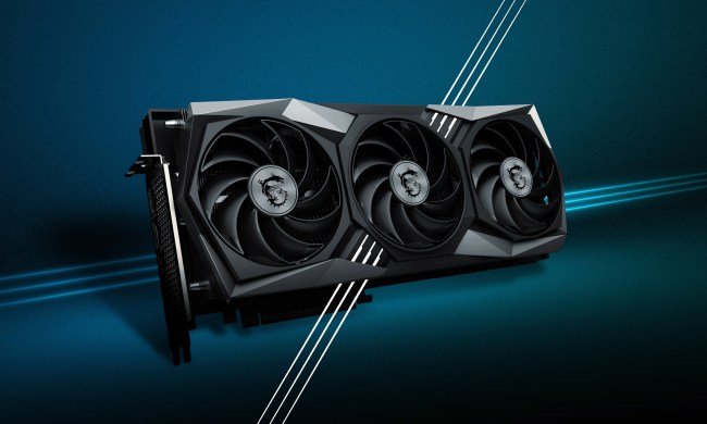 The MSI Radeon RX 7900 XTX Gaming Trio graphics card with a blue background.