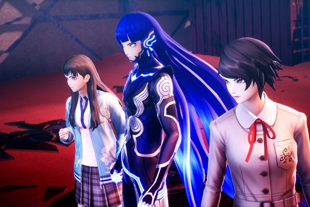 Three party members stand side by side in Shin Megami Tensei V: Vengeance.