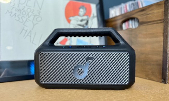 The Soundcore Boom 2 Bluetooth speaker.