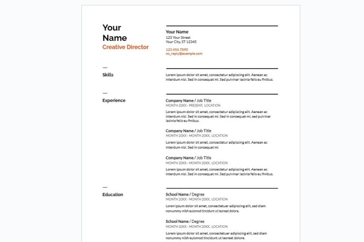 Swiss resume template.