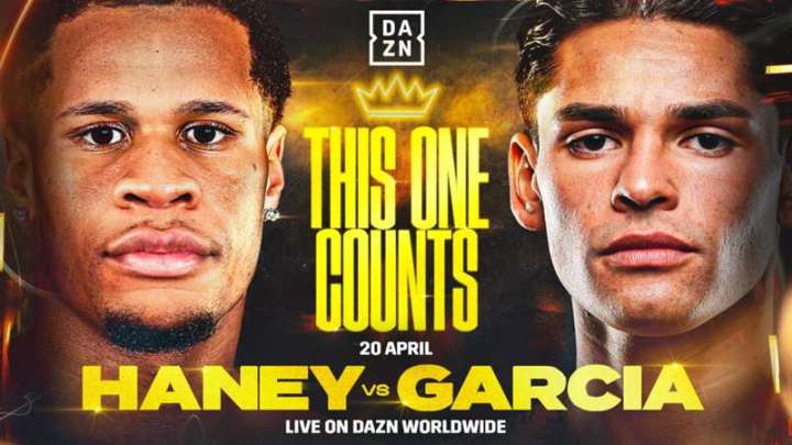 Devin Haney and Ryan Garcia on a promotional poster that says "This one counts."