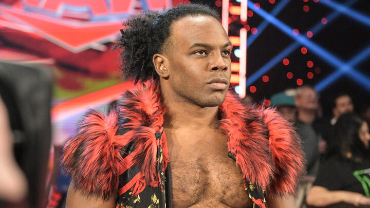 Xavier Woods stares menacingly during WWE Raw.
