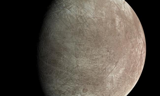 Jupiter’s moon Europa was captured by the JunoCam instrument aboard NASA’s Juno spacecraft during the mission’s close flyby on Sept. 29, 2022. The images show the fractures, ridges, and bands that crisscross the moon’s surface.