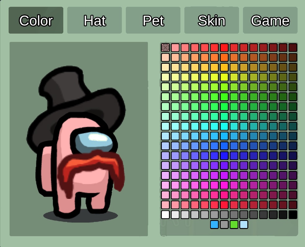 Um personagem Among Us com 256 opções de cores.