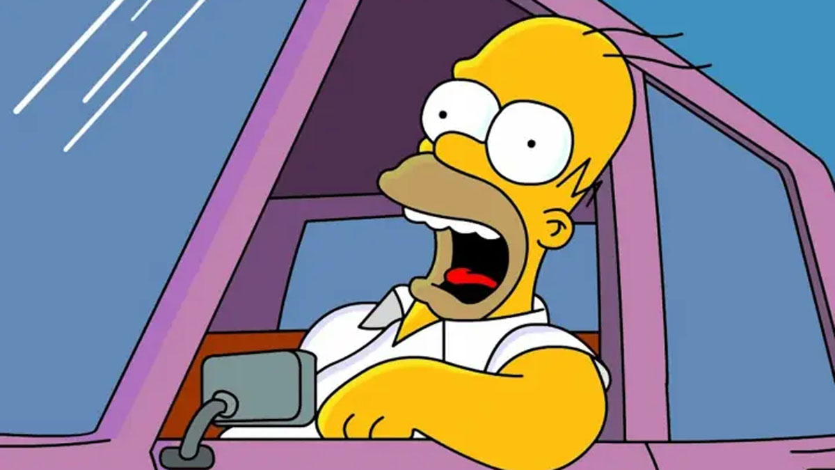 Homero Simpson grita de miedo en Los Simpson.