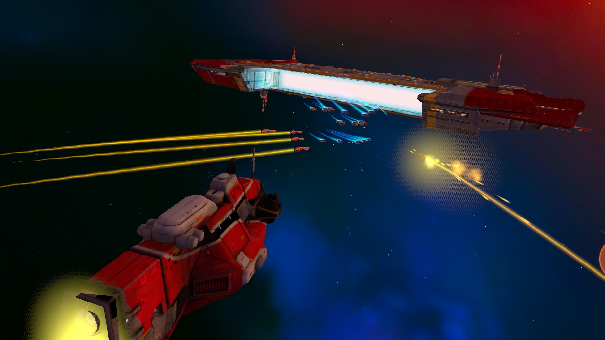 Two fleets fight in Homeworld: Vast Reaches.