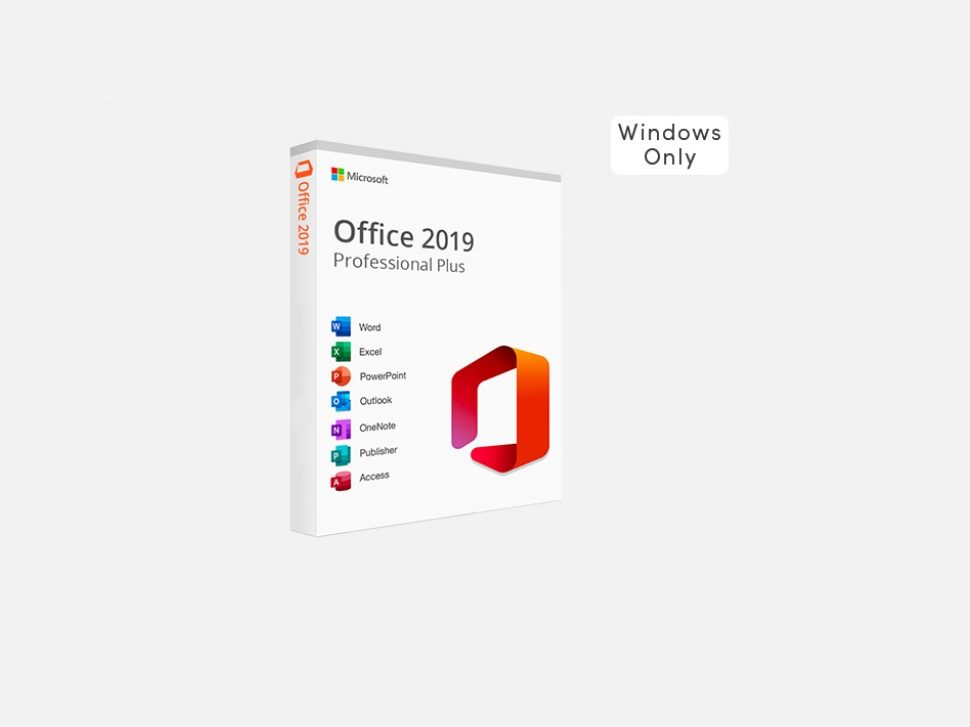 Microsoft Office Professional Plus 2019 版的盒子。