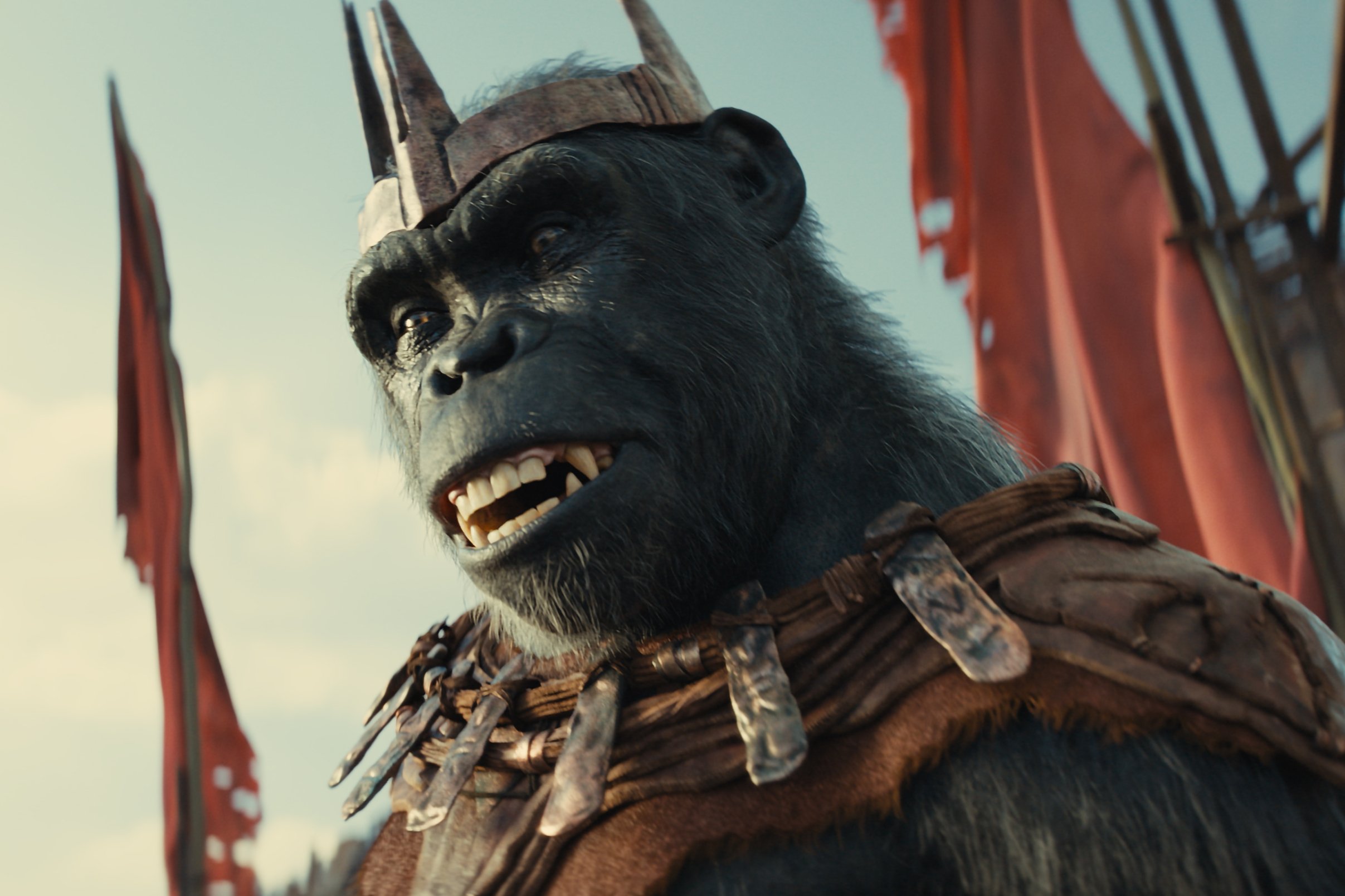 Proximus Caesar grins in Kingdom of the Planet of the Apes.