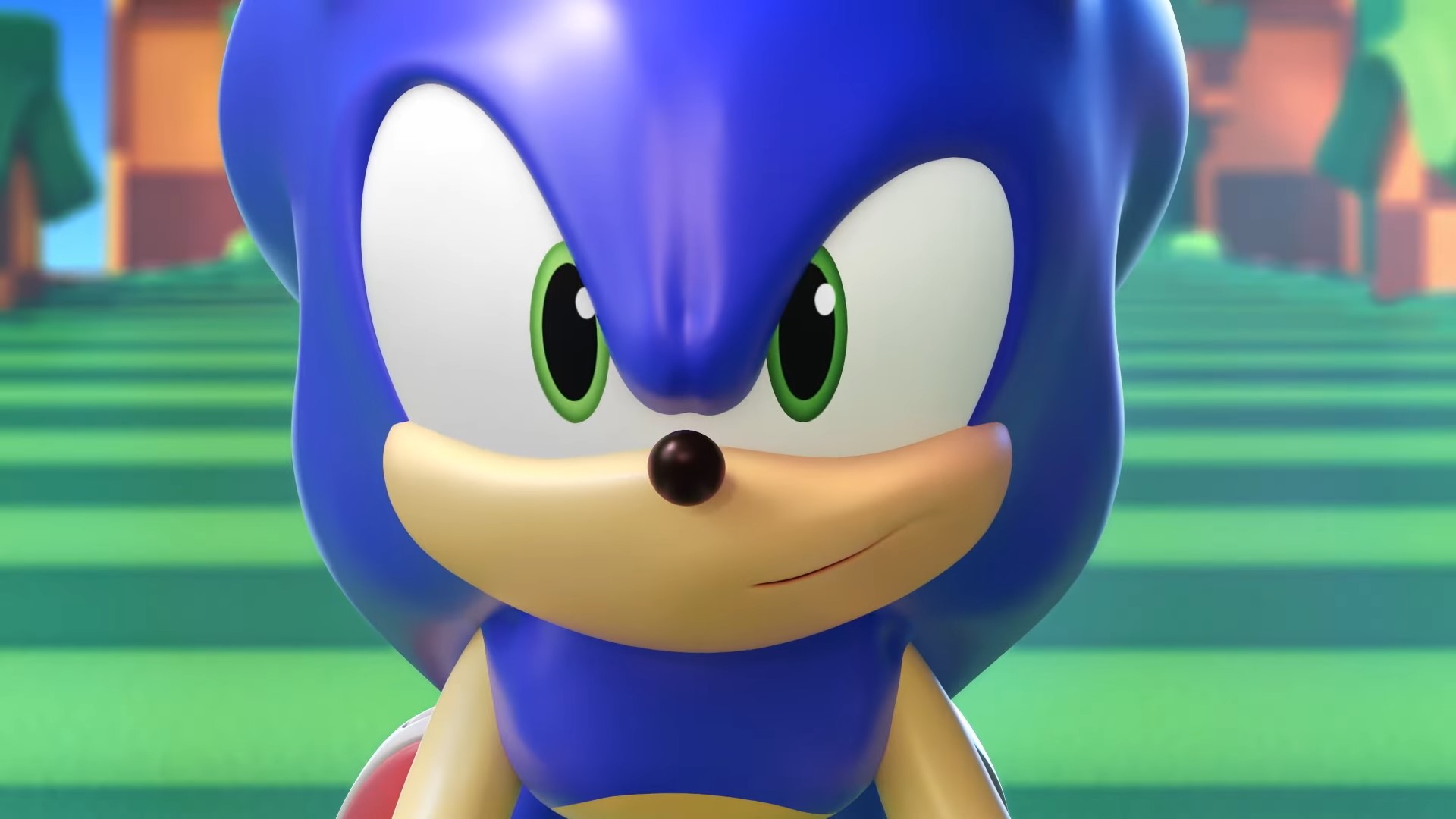 A cinematic shot of Sonic in Sonic Rumble's announcement trailer.