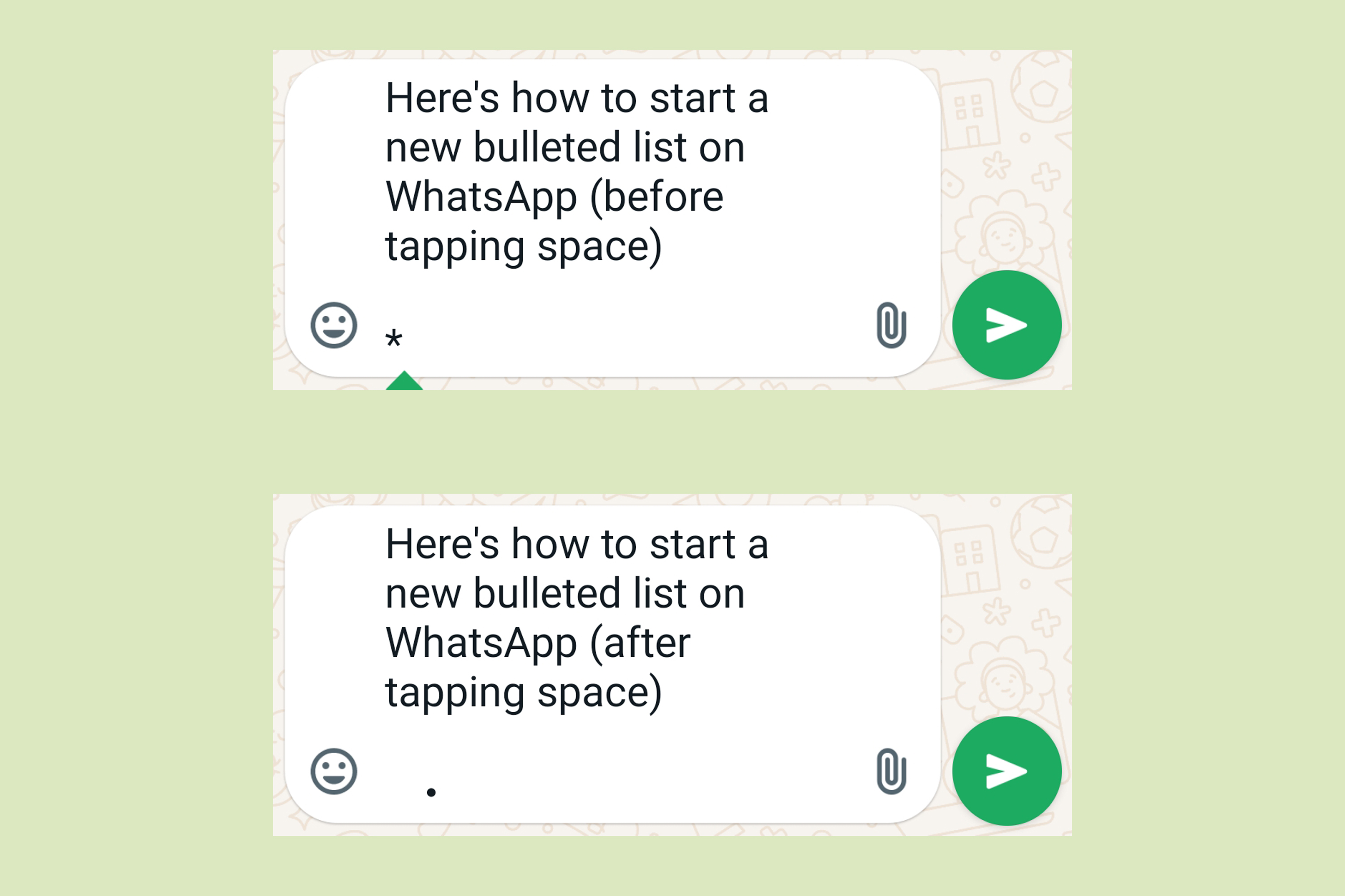 How to add a bullet list on WhatsApp.