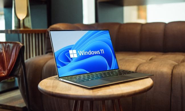 Windows 11 logo on a laptop.