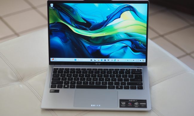 Acer Swift Go 14 front view showing display and keyboard.