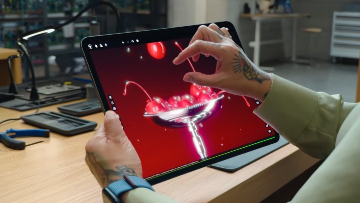 Someone using the new M4 iPad Pro with a creator app.