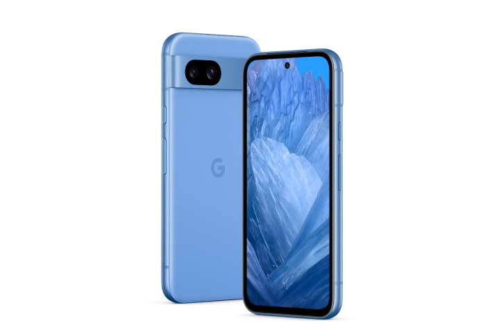 A render of the Bay blue Google Pixel 8a.