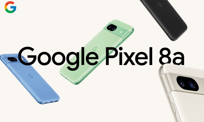 Promo image for the Google Pixel 8a, showing renders of the phone in all four colors.