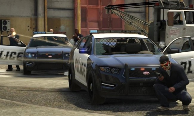 A police shootout in GTA 5.