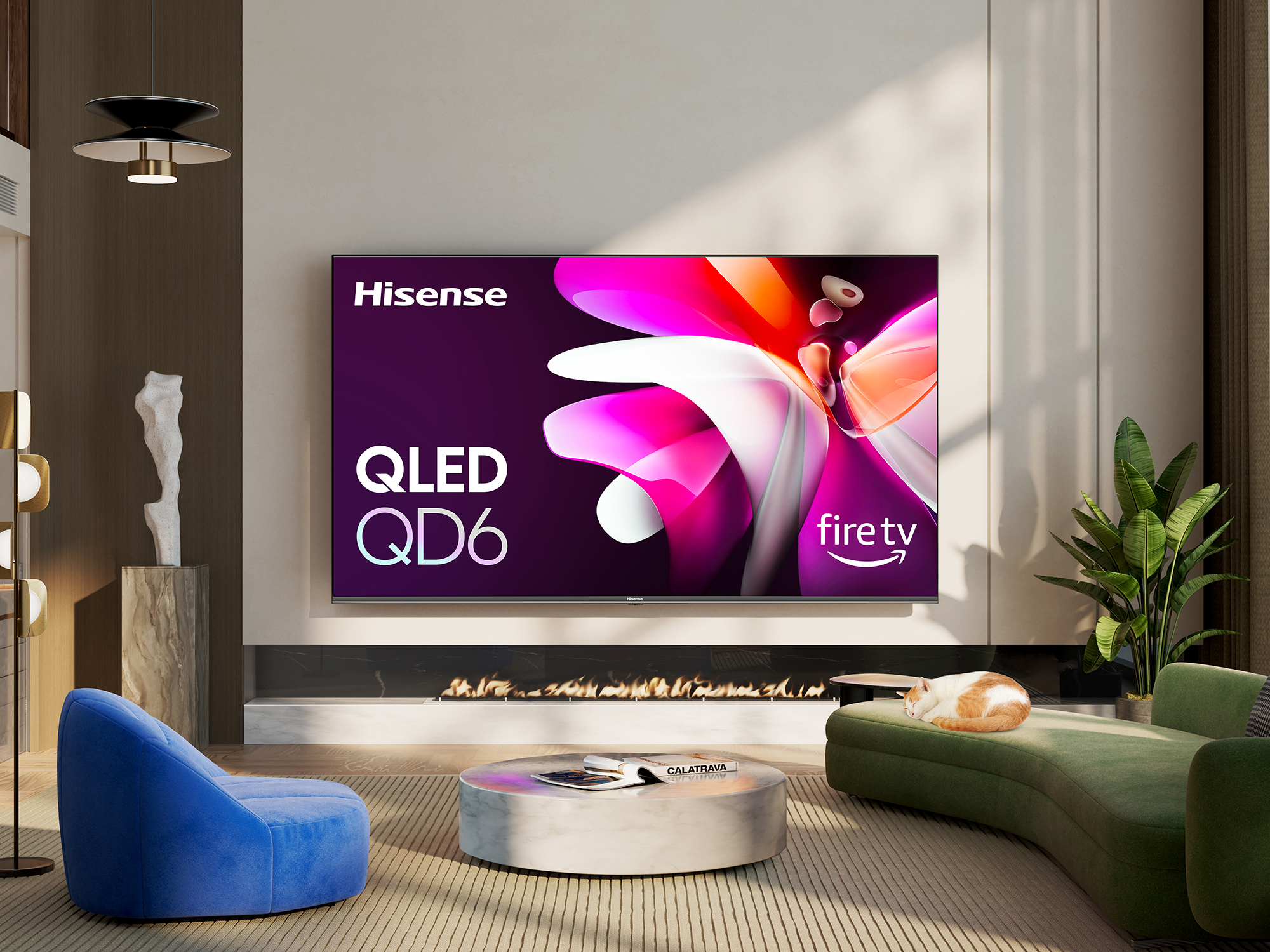 Hisense QD6 टेलीविजन की एक प्रोमो जीवनशैली छवि।