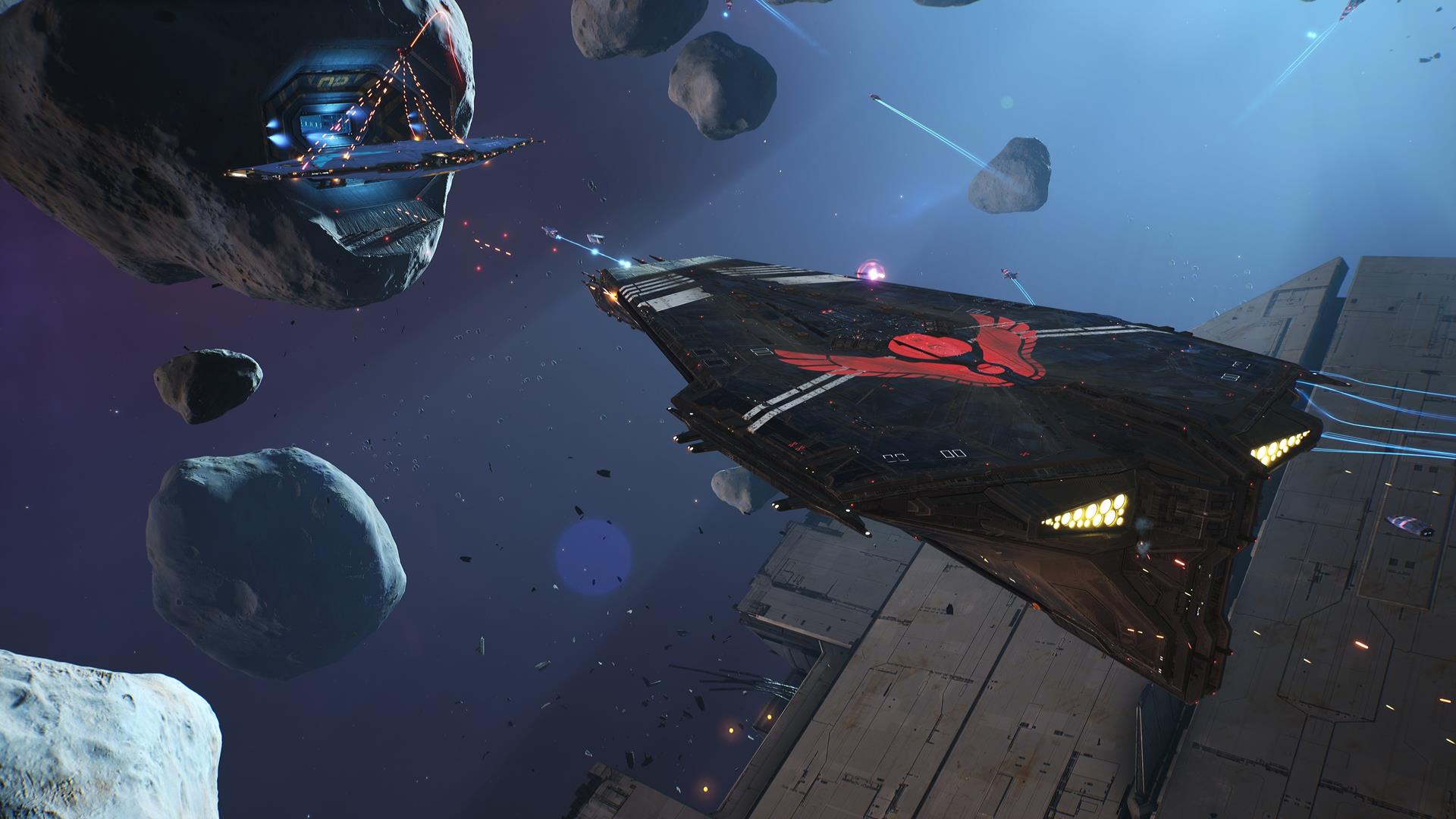 A ship with a red emblem in Homeworld 3.