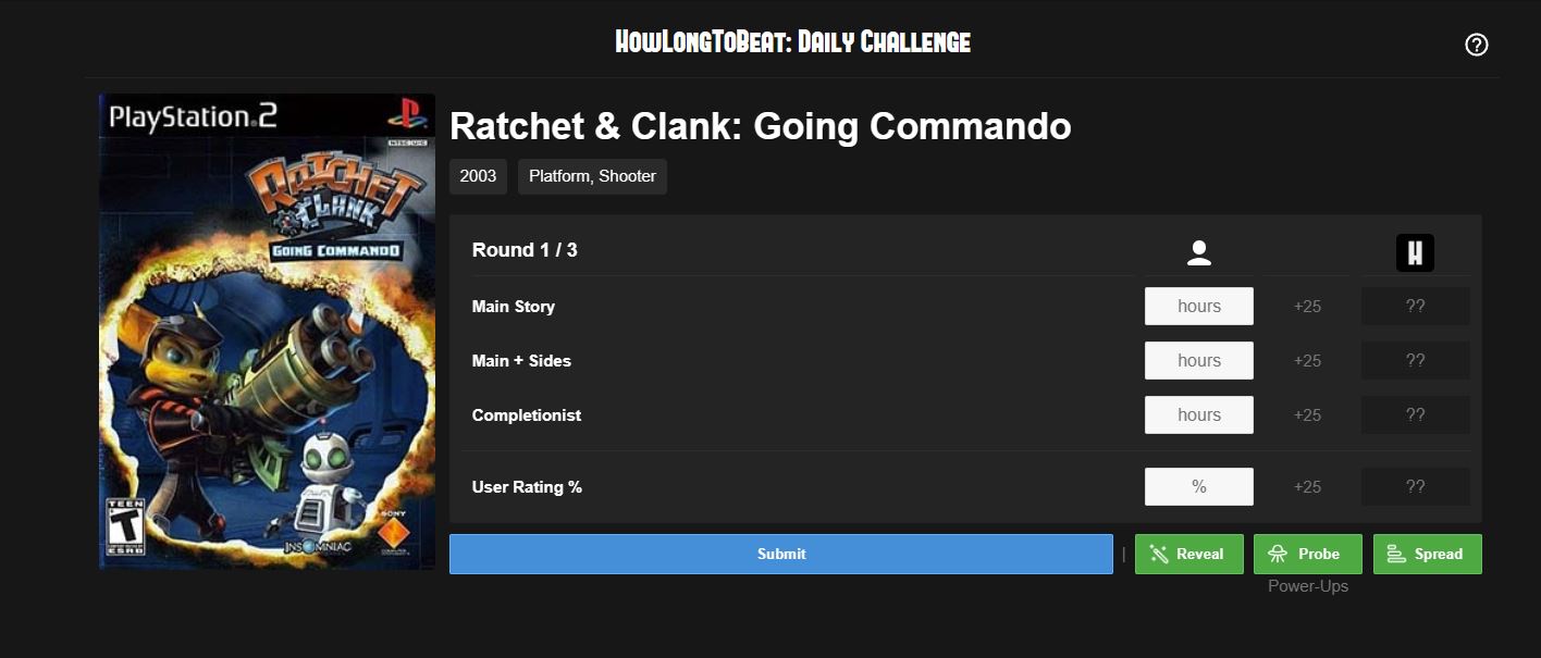 Ratchet and Clank: Going COmmando appears in How Long to Beat: The Game.