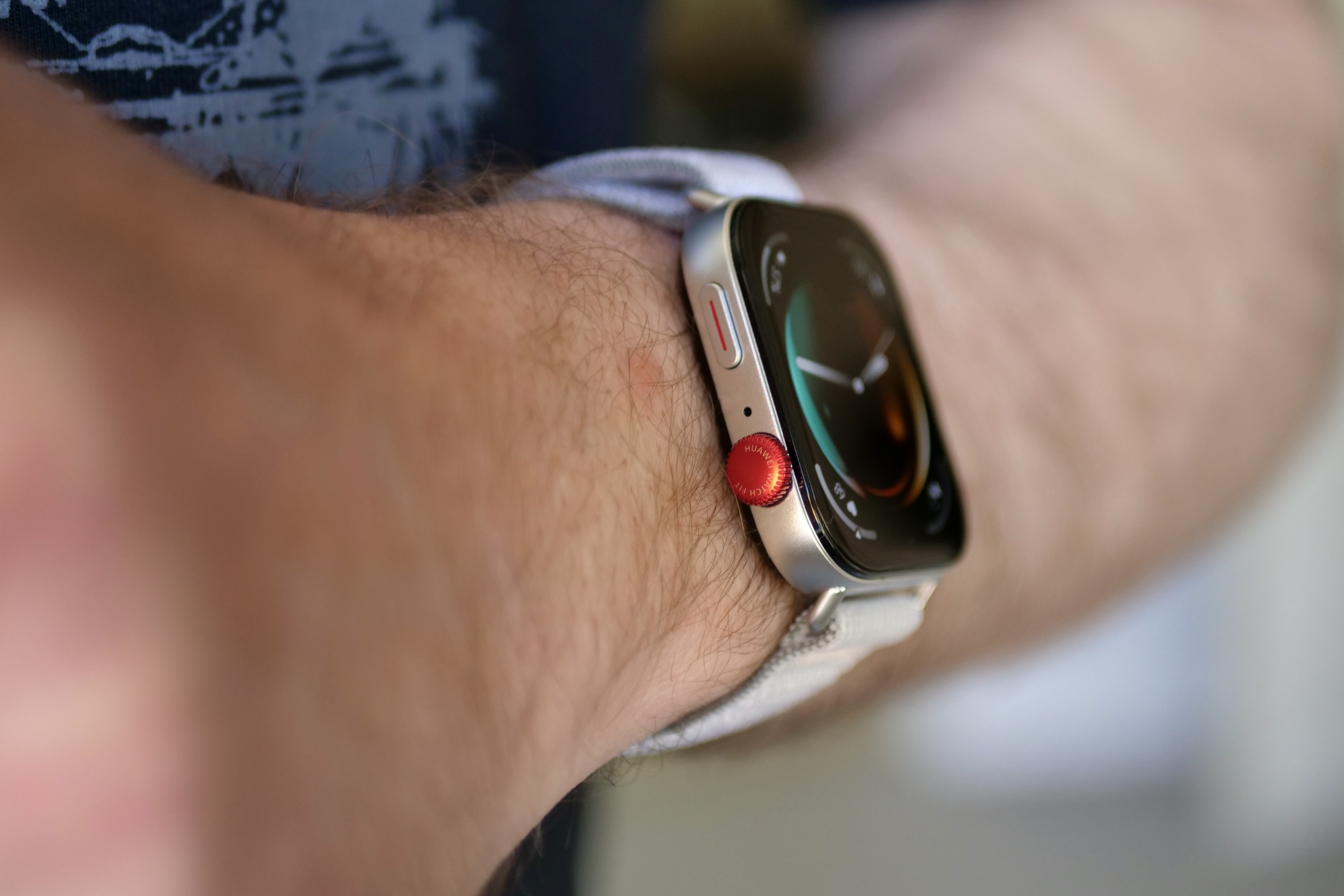 A person wearing the Huawei Watch Fit 3.