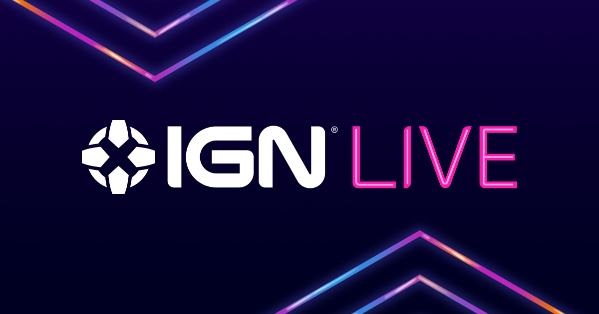 A logo for IGN Live appears on a purple backdrop.