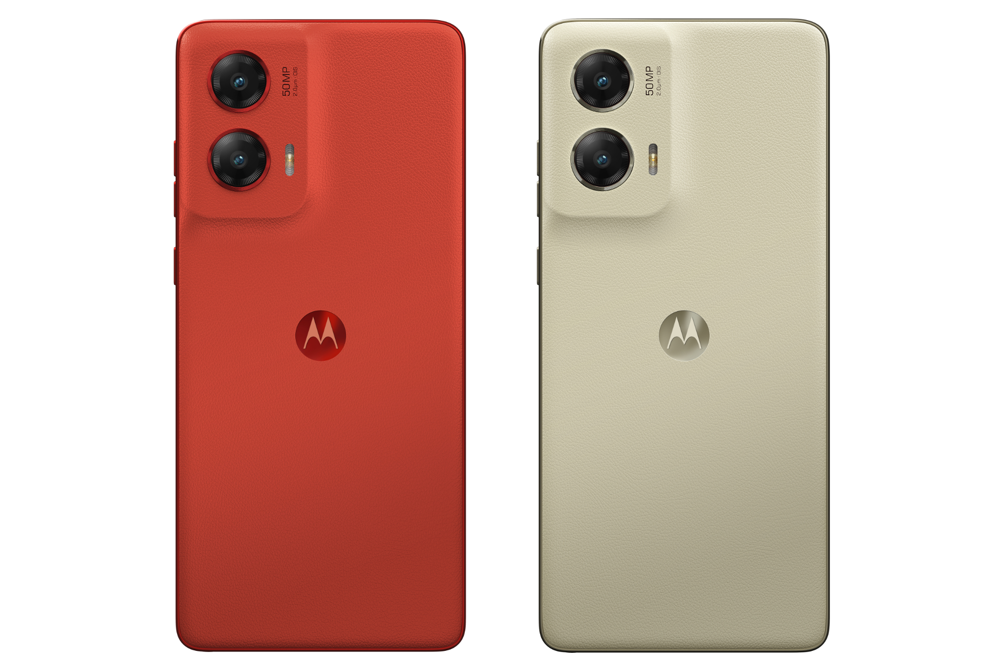 Renders of the Moto G Stylus 5G (2024) in its two colors: Scarlet Wave and Carmel Latte