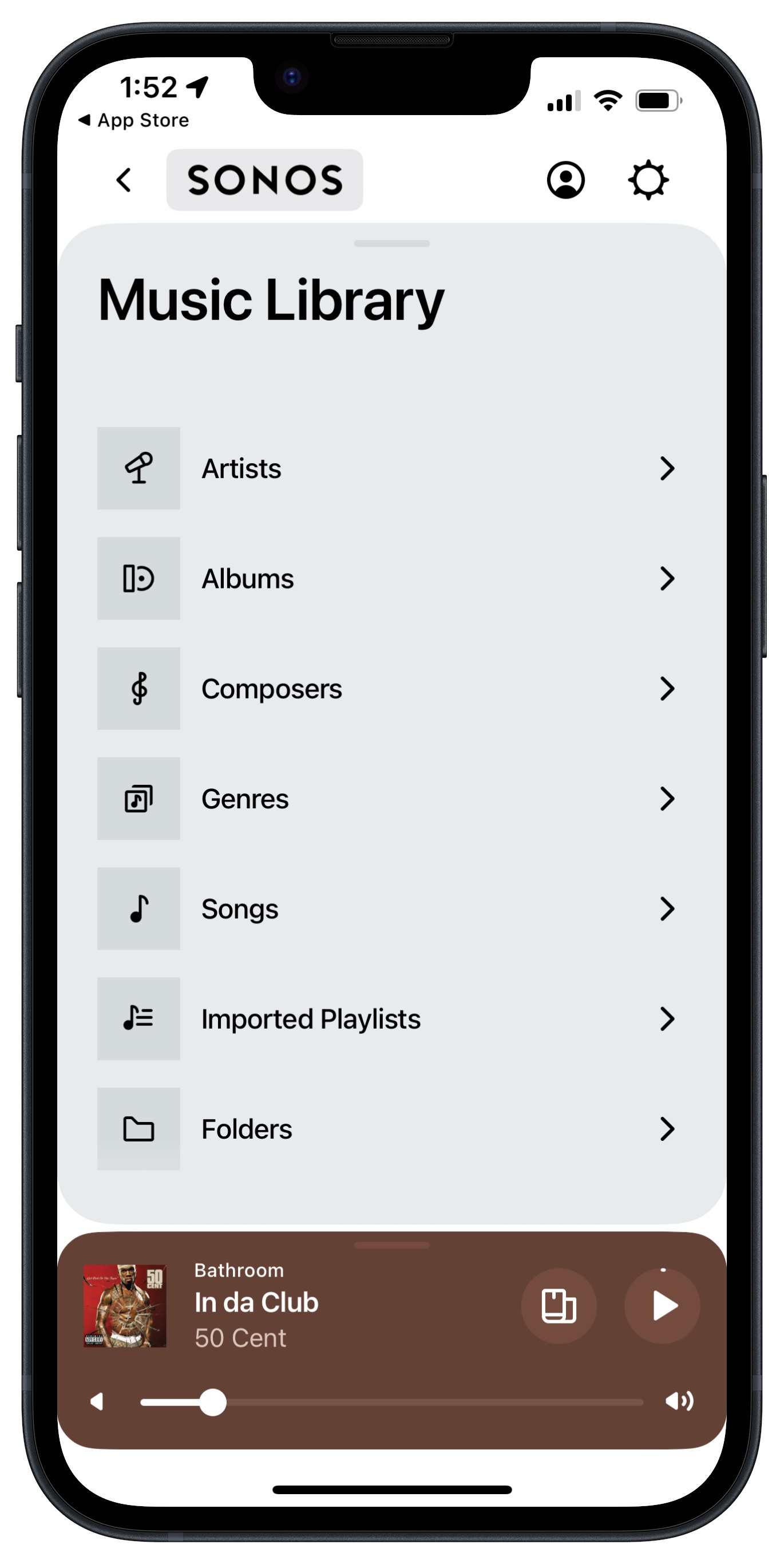 Nuevo diseño de la app Sonos para iOS.