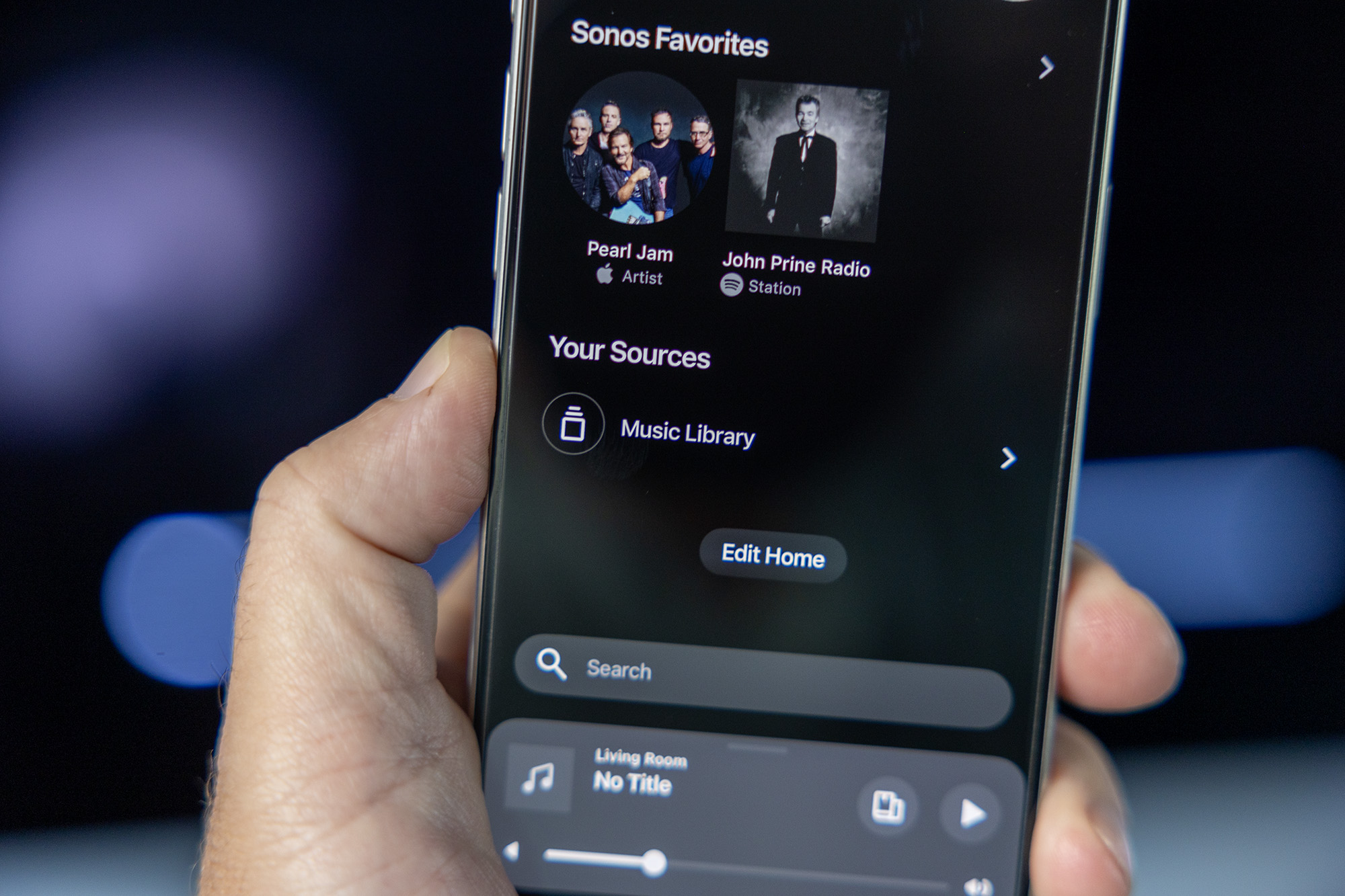 Biblioteca de música en la app Sonos actualizada para iOS.