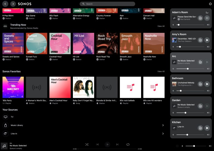 Mac 版 Chrome 上显示的 Sonos 网络应用程序。