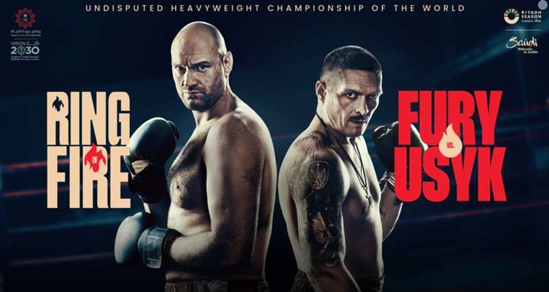 Tyson Fury and Oleksandr Usyk on the 'Ring of Fire' poster.